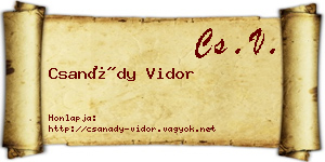 Csanády Vidor névjegykártya